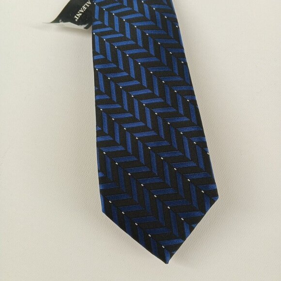 NWT $55 Alfani Devon Men's Formal Necktie Silk Blend Jacquard Blue Black One Sz - Picture 4 of 10